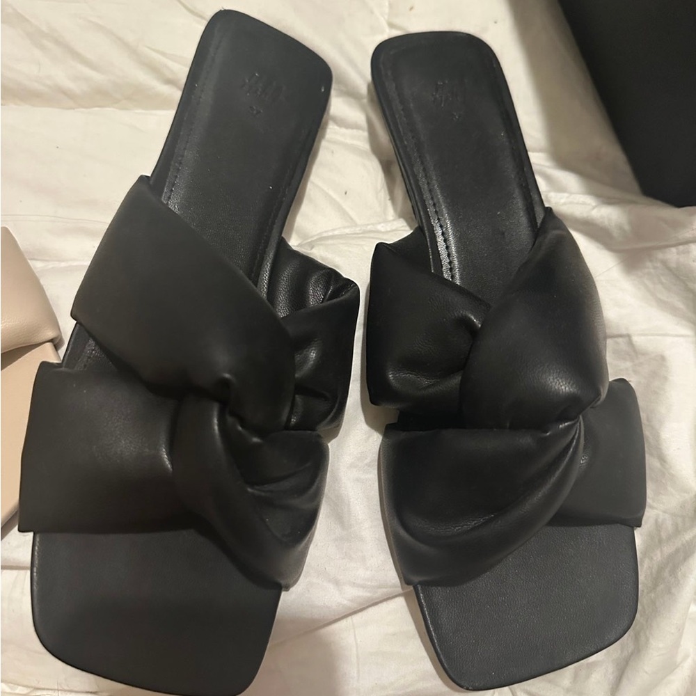 H&M black mules slip on heel size 37